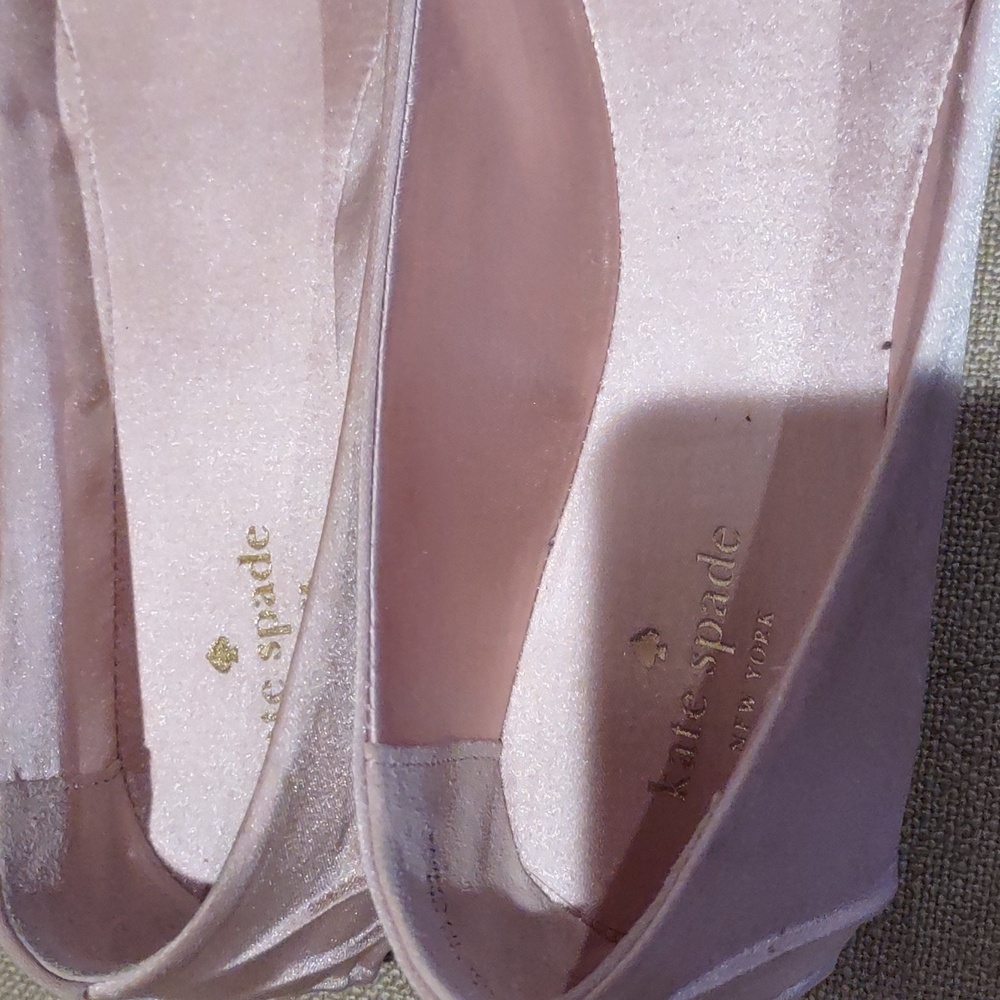 Kate Spade Pink Satin Embellished Women's Ballet Flats With Pearls, 9m - Picture 2 of 10